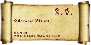 Kubicza Vince névjegykártya