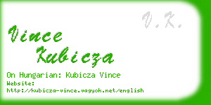 vince kubicza business card